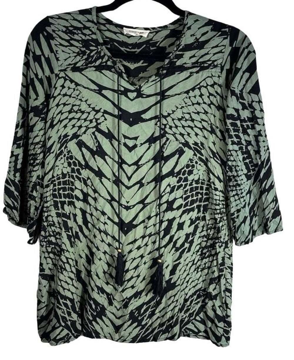Angie Girls Green and Black Snake Animal Print Tunic Top Blouse Size X-Large